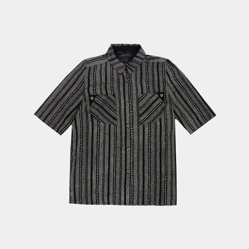 │moderato│ psychedelic vintage striped shirt pocket stitching │ gift forest retro. Girlfriend and unique. Art - Women's Shirts - Other Materials Black