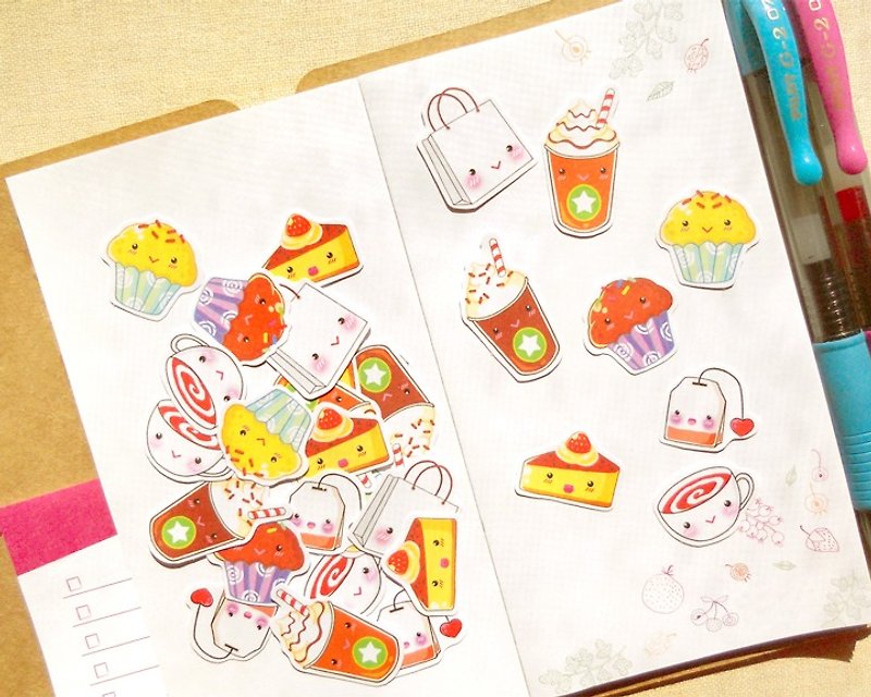Tea Time Stickers - 30 Pieces - Planner Stickers - Stickers for Planner - Stickers - Paper Multicolor