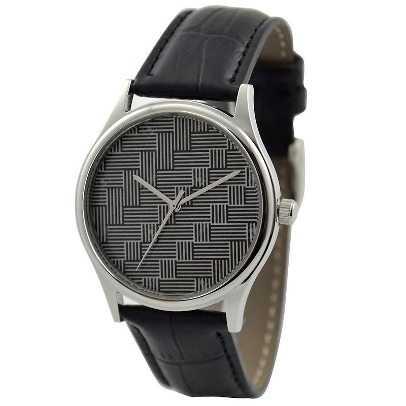 Black and White Line Watch-Unisex Watch-Free Shipping Worldwide - นาฬิกาผู้หญิง - โลหะ สีเทา