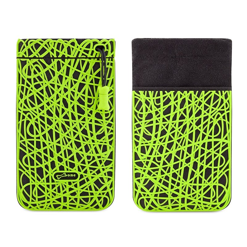Phone Scribble random line microfiber pouch - green - Phone Cases - Silicone Green