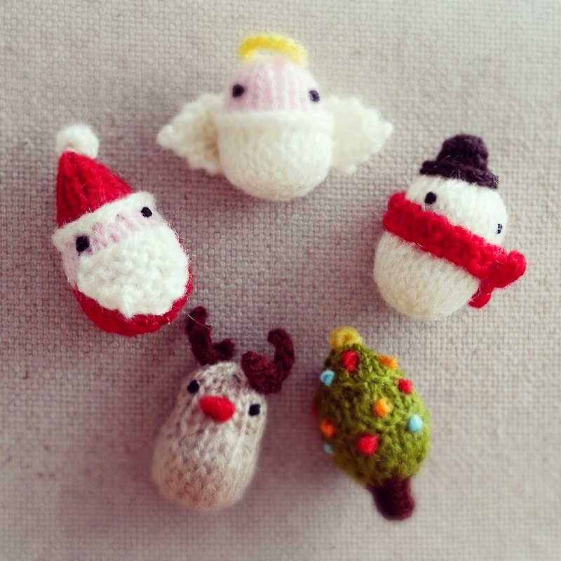 聖誕小磁鐵 ♧ 五支聖誕組合 (雪人、小天使、聖誕樹、麋鹿、聖誕老公公) - แม็กเน็ต - วัสดุอื่นๆ สีแดง
