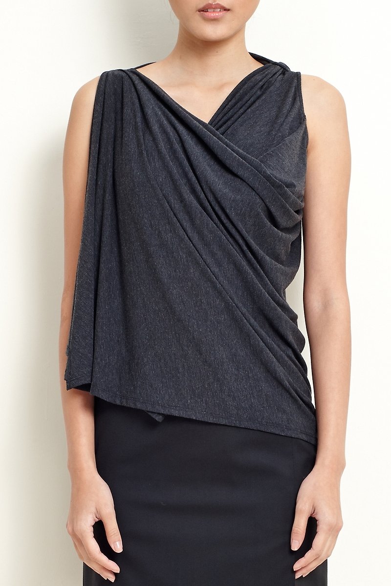 Trim drape knit top - Women's T-Shirts - Other Materials Gray