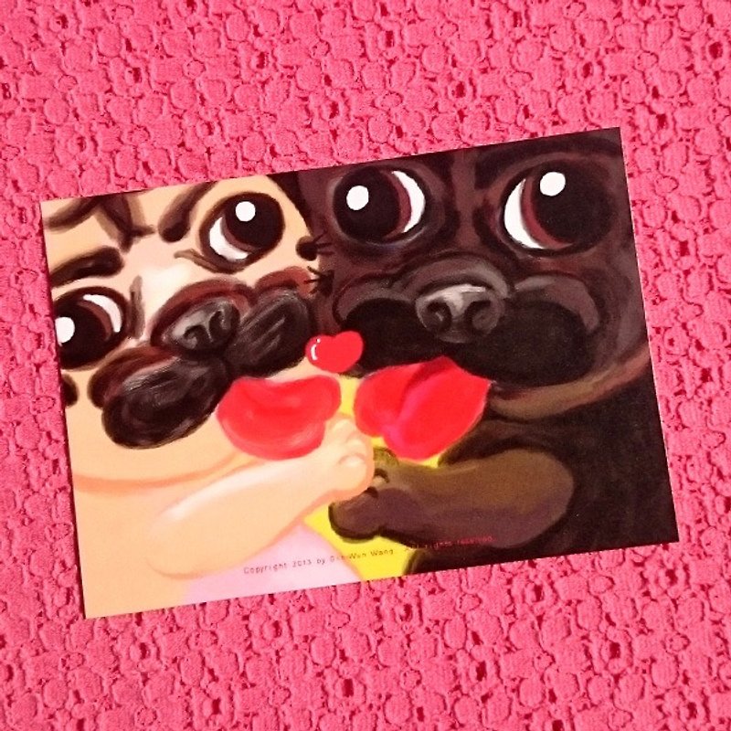 Pug Postcard-LOVE - Cards & Postcards - Paper White