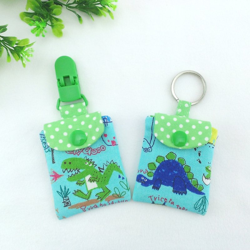 The last spot Japanese version [print] cotton Dinosaurs - Stegosaurus. Peace symbol bags / Lucky Bag / key ring - Bibs - Cotton & Hemp Green