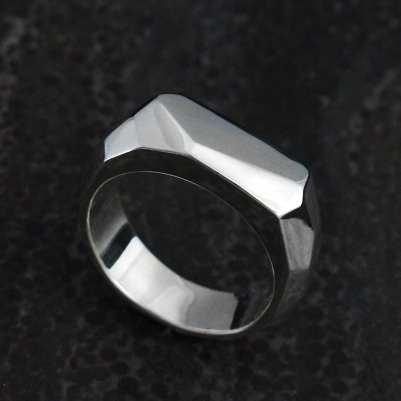 Customized ring-shaped ring X-Ring(L) 925 sterling silver ring-64DESIGN - แหวนทั่วไป - เงินแท้ สีเงิน