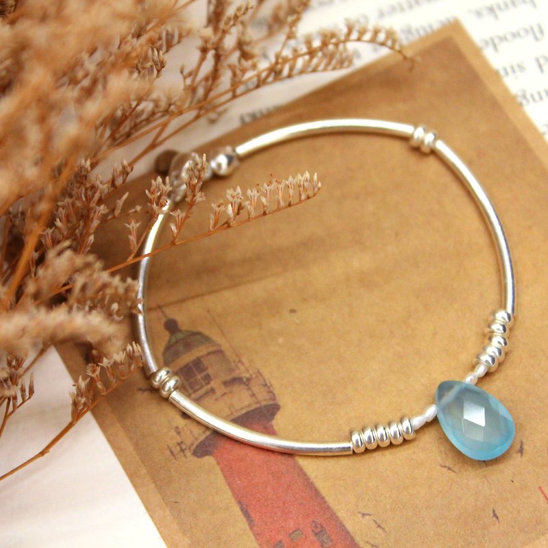 Journal (White Sea Journal)-Mermaid Tears/Pure Silver Handmade, Natural Stone Bracelet Bracelet - สร้อยข้อมือ - วัสดุอื่นๆ สีน้ำเงิน