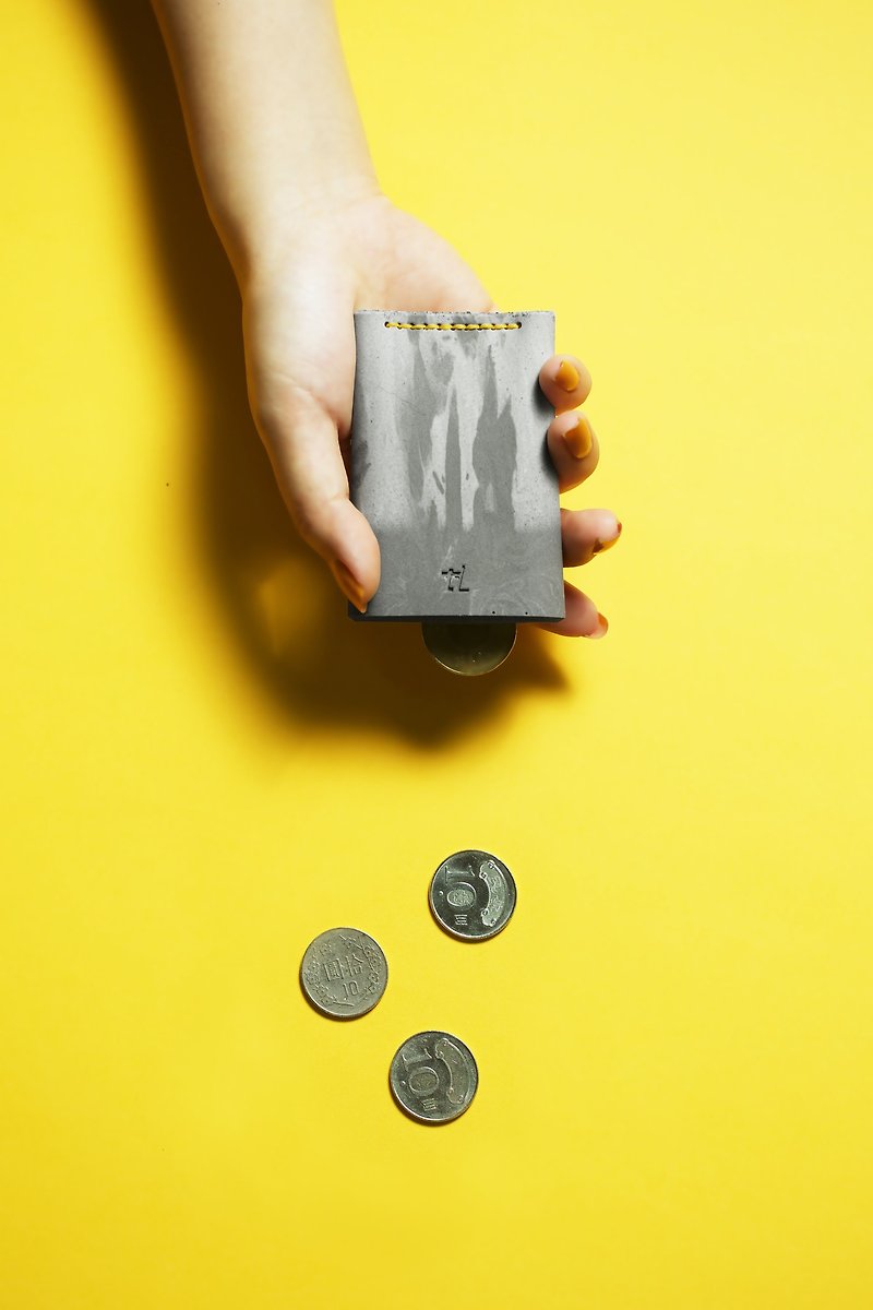 Soft cement purse, celement pouch - Coin Purses - Cement Gray