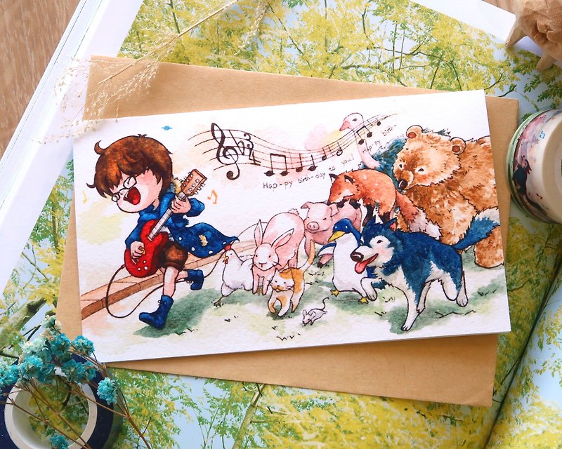 【Pin】Sing with me~│Print│Birthday card with envelope at your choice - Cards & Postcards - Paper Multicolor