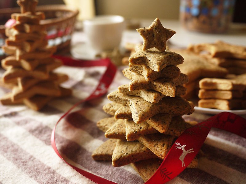【聖誕節預購】閃爍星星聖誕樹 DIY手工餅乾 / 交換禮物 - 手工餅乾 - 新鮮食材 紅色