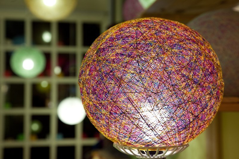 【不思議な水晶玉】手編みの玉ランプシェード - 照明・ランプ - その他の素材 