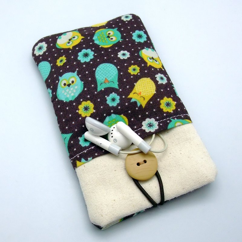 Customized phone bag, mobile phone bag, mobile phone protective cloth cover-cute little owl (P-19) - เคส/ซองมือถือ - ผ้าฝ้าย/ผ้าลินิน หลากหลายสี