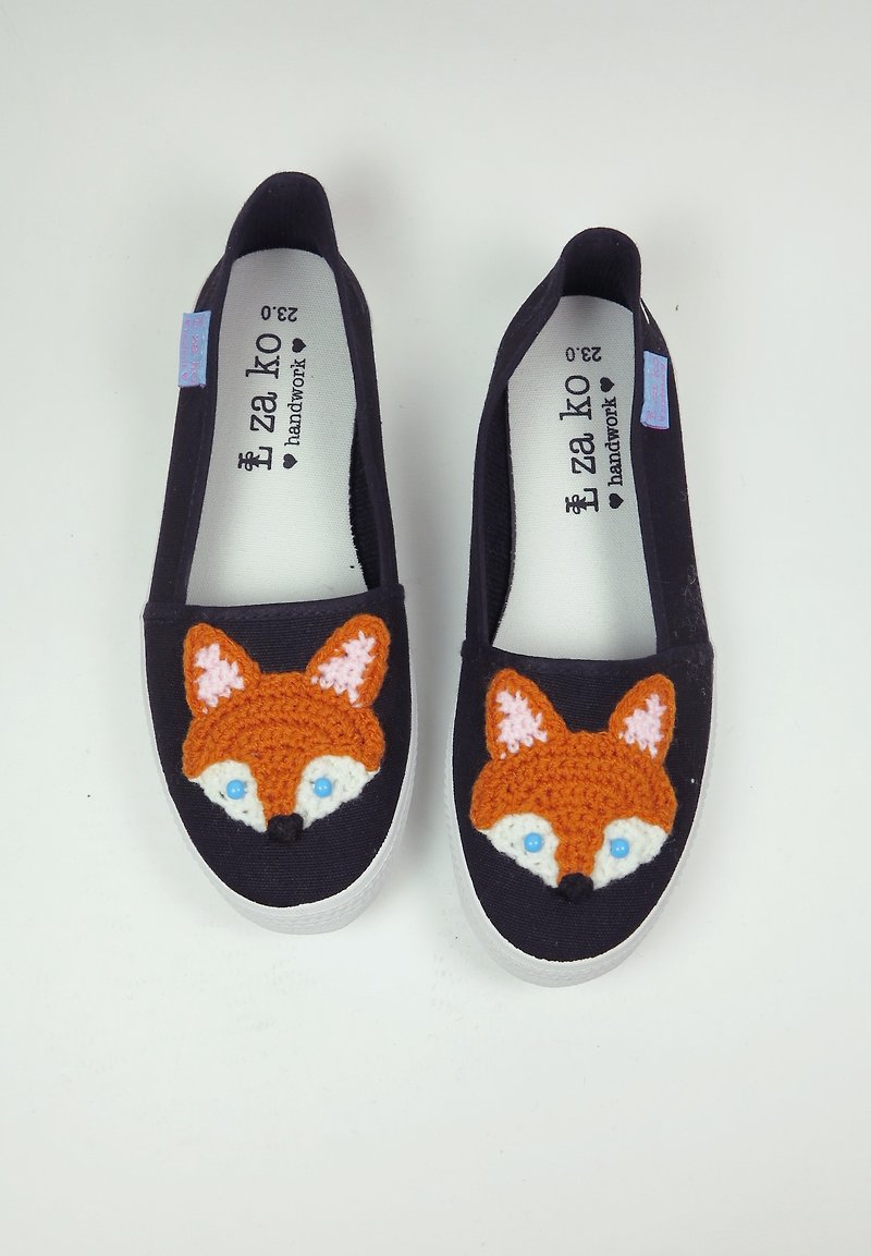 Black bottom casual canvas hand made shoes forest fox models no woven models - Women's Casual Shoes - Other Materials Gold