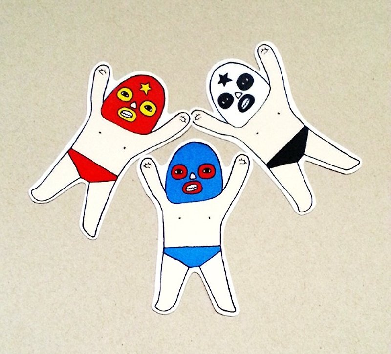 Masked wrestler (a group of three) - สติกเกอร์ - กระดาษ หลากหลายสี