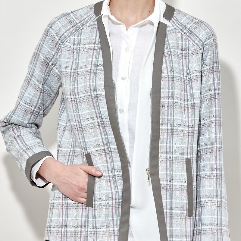 格子縞のジャケット - オーバーオール - その他の素材 グレー