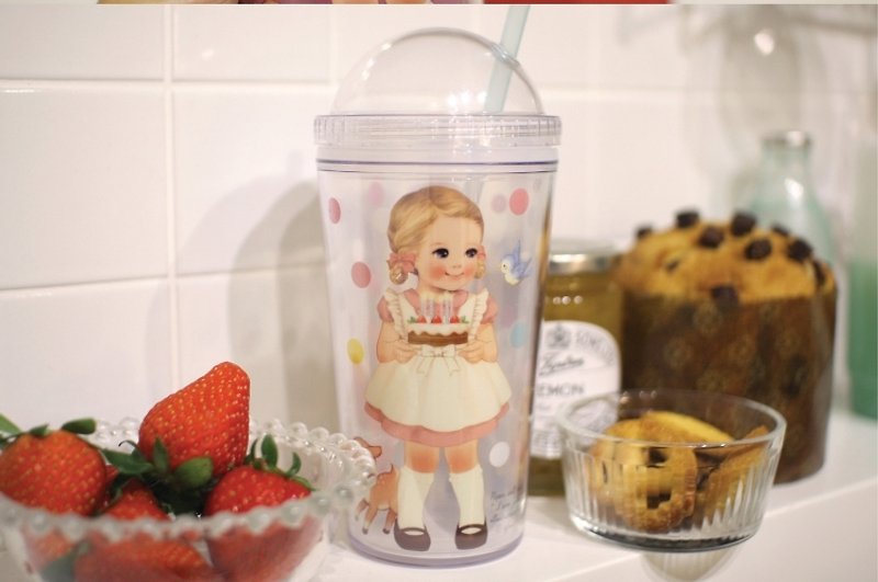 South Korea] [Afrocat paper doll mate ice tumbler <Julie> Slurpee cups of coffee cola fruit birthday cake - กระติกน้ำ - พลาสติก สึชมพู