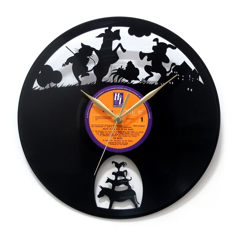 布萊梅樂隊The Bremmen黑膠時鐘 - 時鐘/鬧鐘 - 其他材質 橘色