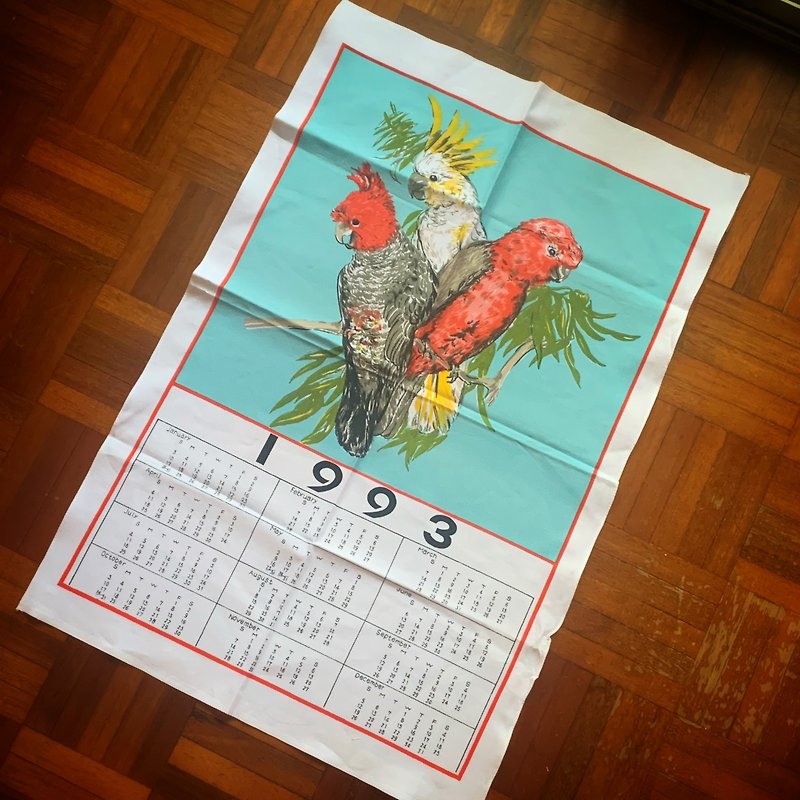 1993初期のオーストラリアのキャンバスカレンダーカラーオウム - 置物 - コットン・麻 多色