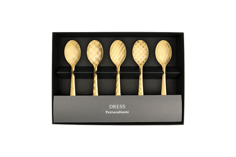 Perrocaliente dessert gift set / gold teaspoon - Cutlery & Flatware - Other Metals Gold
