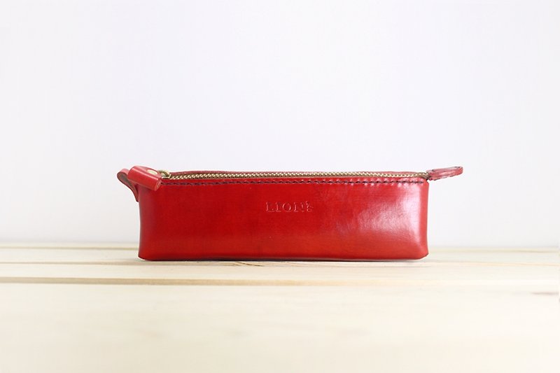 Zipper Leather Pencil Case - Pencil Cases - Genuine Leather Red