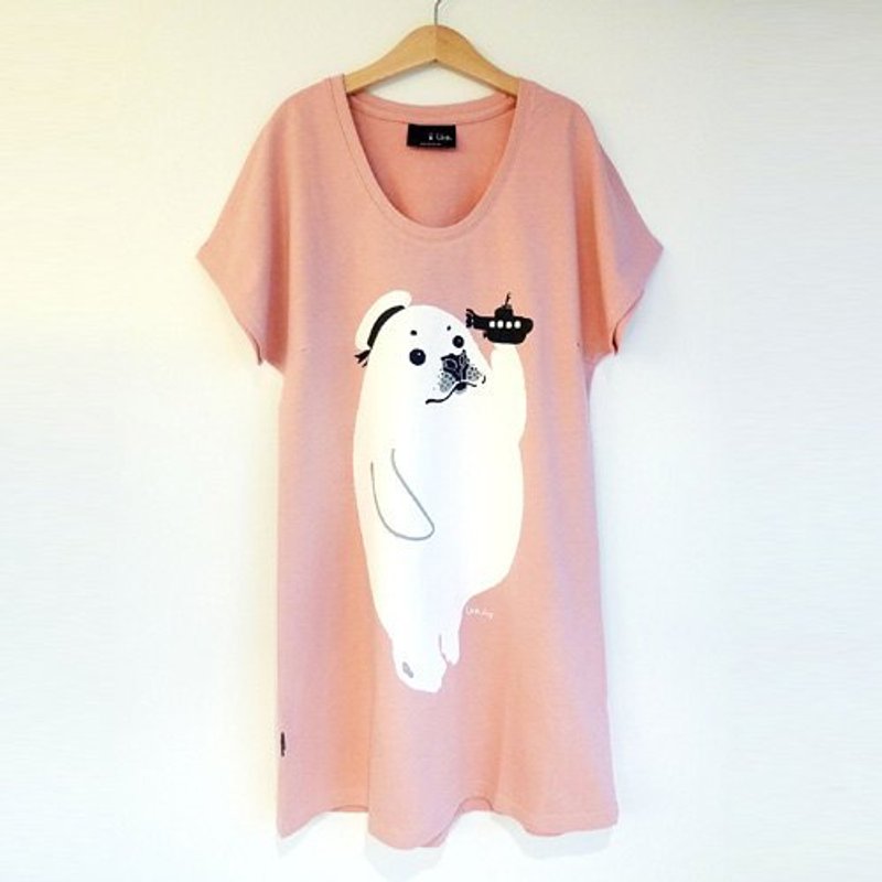 ：Urb.【小海豹】女/長版/onesize - Women's T-Shirts - Cotton & Hemp Pink