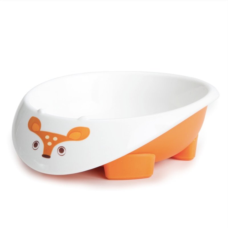 US MyNatural Eco-toxic children's cutlery - Orange Orange Bowl deer - จานเด็ก - พลาสติก สีส้ม