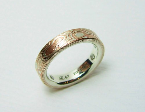 元素47金屬工藝工作室 銀銅 木目金 戒指 / 木紋金訂製 (可另訂對戒)