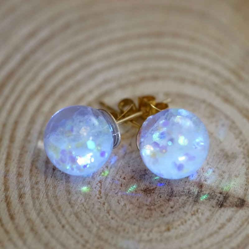 【Littlest Things】Selene series crystal ball earrings - ต่างหู - แก้ว สีม่วง