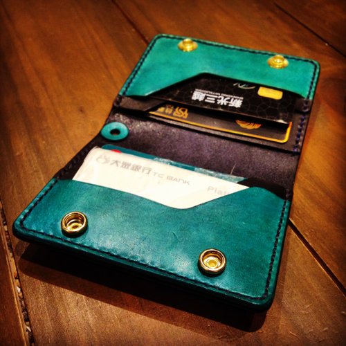 LouisRay Leather 純手工縫製皮件 純手工製作手工染色皮夾可放六張卡片