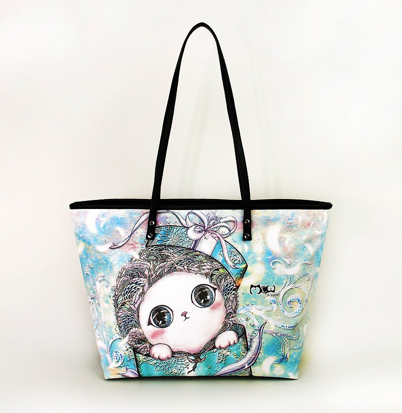 Meow good water repellent colored gift Cat Tote - กระเป๋าแมสเซนเจอร์ - วัสดุกันนำ้ 