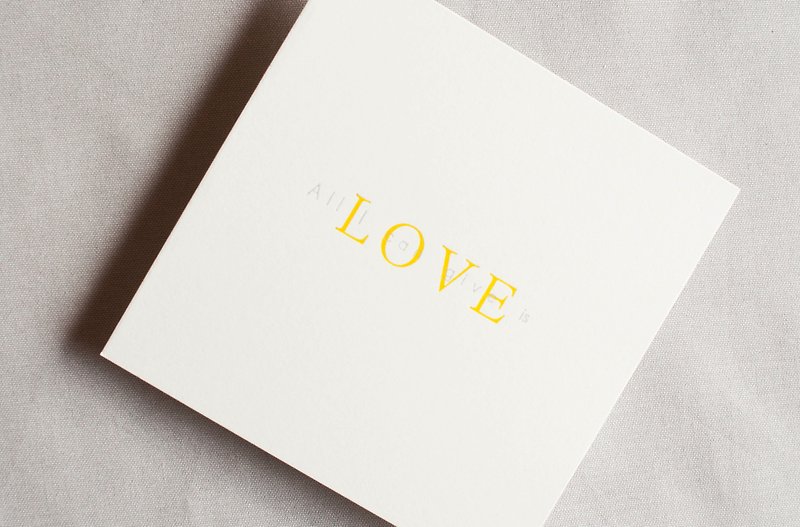 Movable type hand-printed -all I can give is LOVE card-mustard yellow silver gray modern style - การ์ด/โปสการ์ด - กระดาษ สีเหลือง