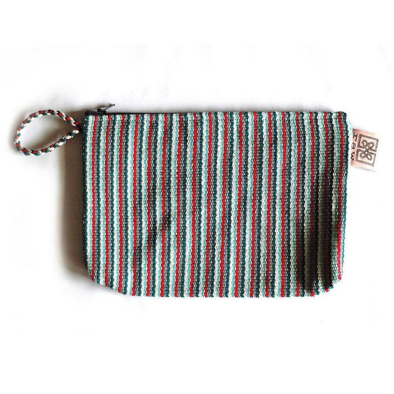 Cotton hand woven atita waterproof bag - watermelon - กระเป๋าเครื่องสำอาง - ผ้าฝ้าย/ผ้าลินิน สีเขียว