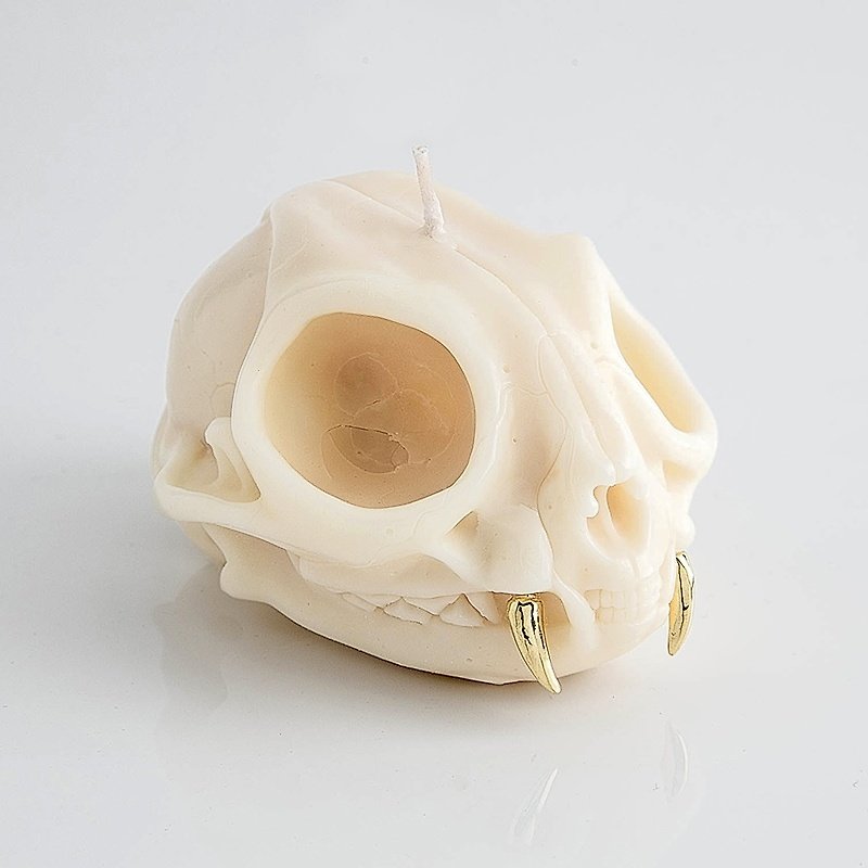 Brainfart55 x Recovery Bobcat skull Candle 山貓頭骨蠟燭-白 - 香薰蠟燭/燭台 - 蠟 白色