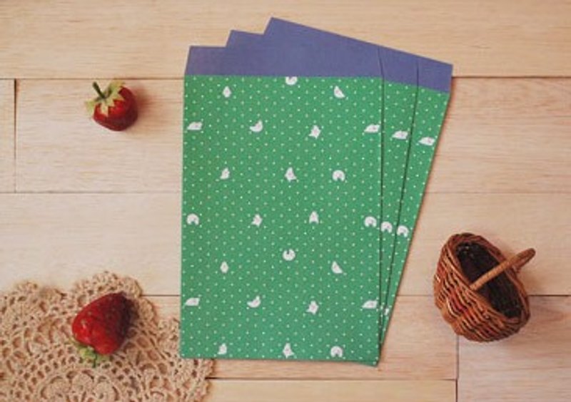 *Mori Shu*mochi rabbit gift bags - (green dots 9 in) - วัสดุห่อของขวัญ - กระดาษ สีเขียว