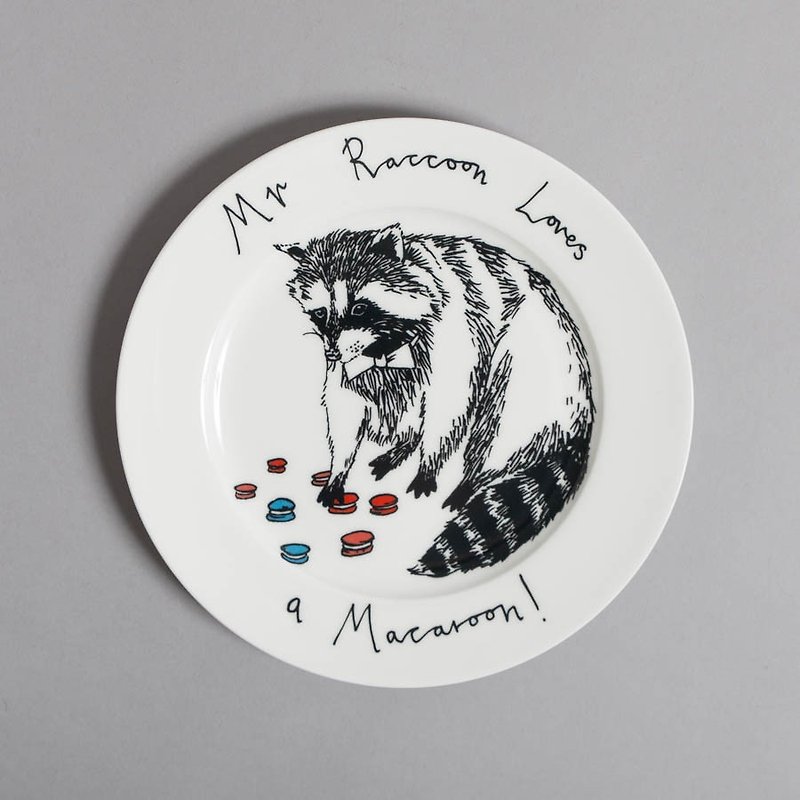 Mr. Raccoon Bone Porcelain Plate | Jimbobart - Plates & Trays - Porcelain White