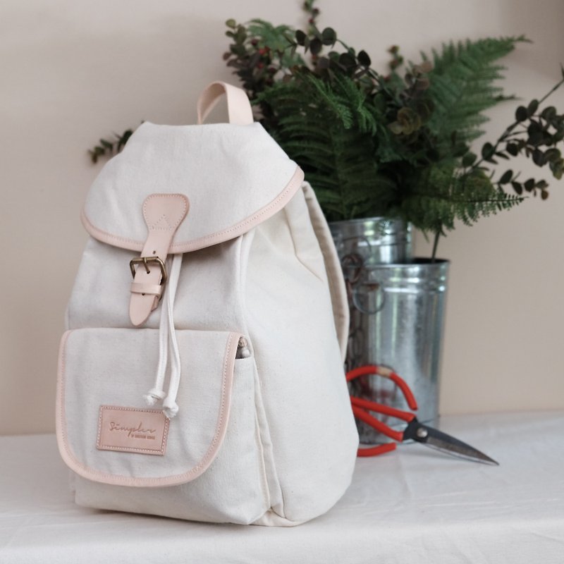 SCHOOL BAG - white - กระเป๋าเป้สะพายหลัง - ผ้าฝ้าย/ผ้าลินิน ขาว