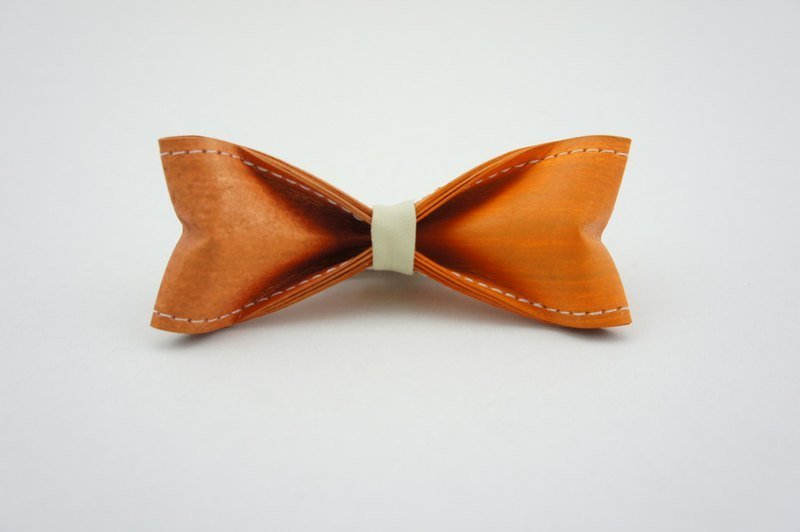 「Paper Bow Tie」紙 領結 雙色系列- No.258（香檳橘金）【聖誕禮物/聖誕風格穿搭/聖誕飾品/領帶外首選】 - 領帶/領帶夾 - 防水材質 橘色