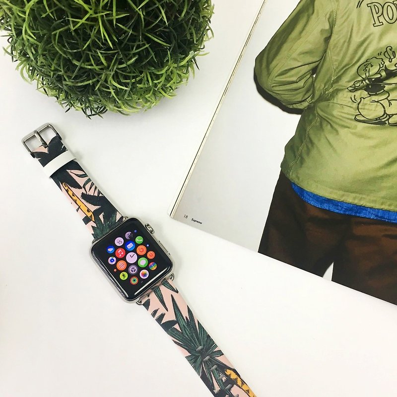 พลาสติก อื่นๆ - Honolulu Printed on Leather watch band for Apple Watch Series 1 - 5 / Fitbit