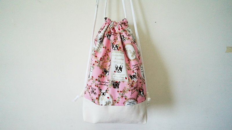 Pink palace Law met white bucket (after beam port backpack) - Drawstring Bags - Other Materials Pink