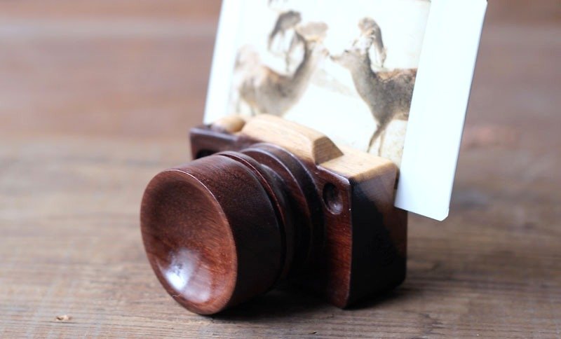 Mini wooden camera ▣ Name card/photo holder B - Folders & Binders - Wood Brown
