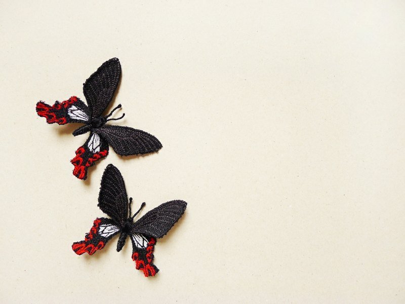 ［織林］寬尾鳳蝶。刺繡 - 心口針/胸針 - 其他材質 黑色
