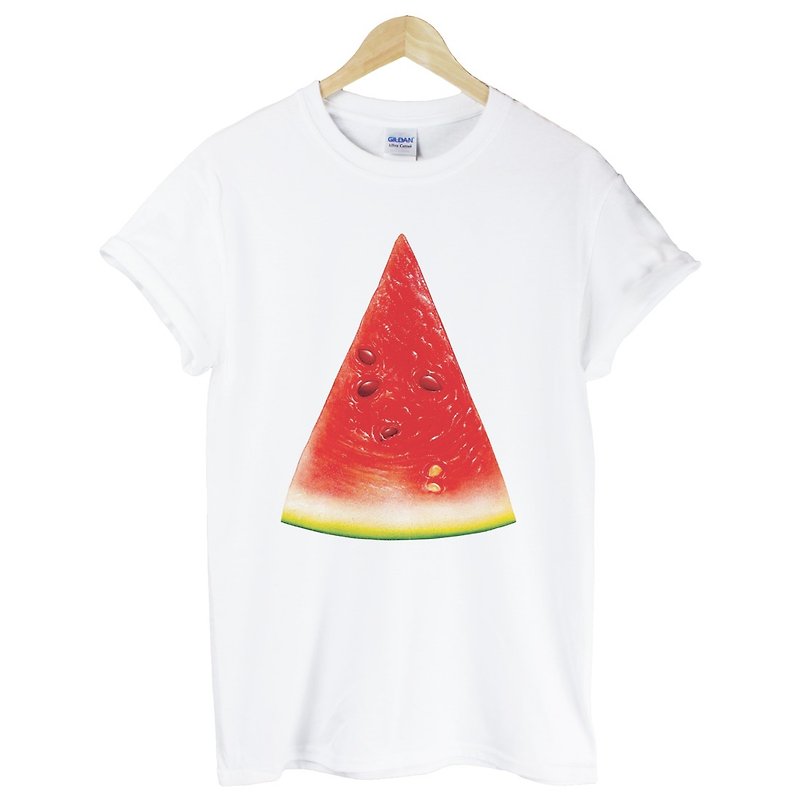スイカ半袖Tシャツ-白スイカフルーツ夏デザインフードユーモア - Tシャツ メンズ - その他の素材 ホワイト