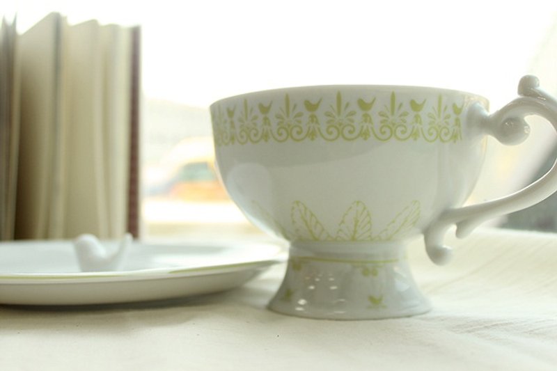 Peek a Boo cup and saucer set -Birdie Bling - Mugs - Porcelain White