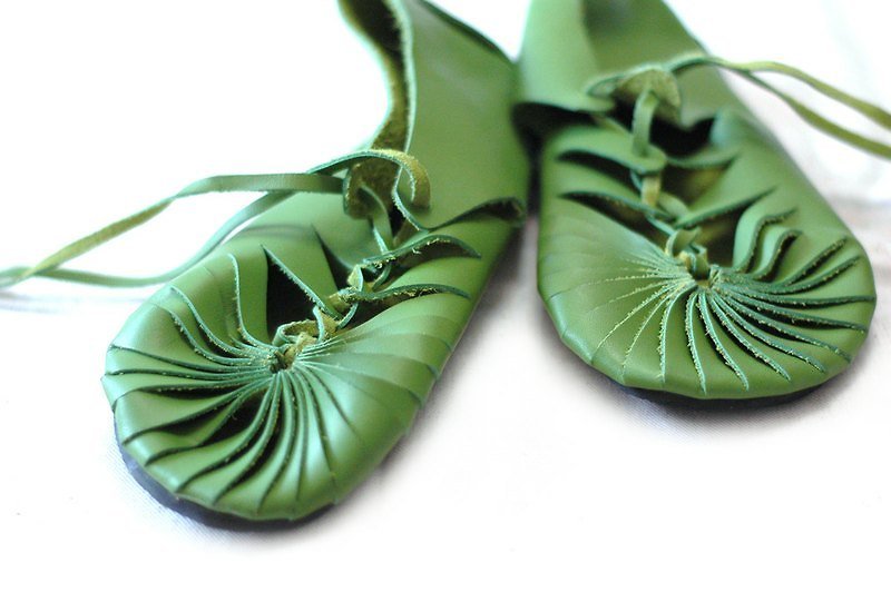 手工真皮平底鞋 {24.5-25cm綠} 已售完 - Women's Casual Shoes - Genuine Leather Green