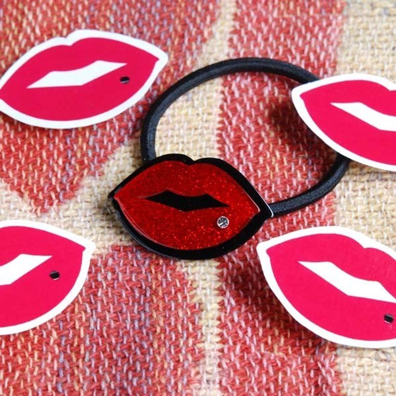 Three colors, French red lips, hair tress, hair ring, hair accessories - Hair Accessories - Acrylic Multicolor