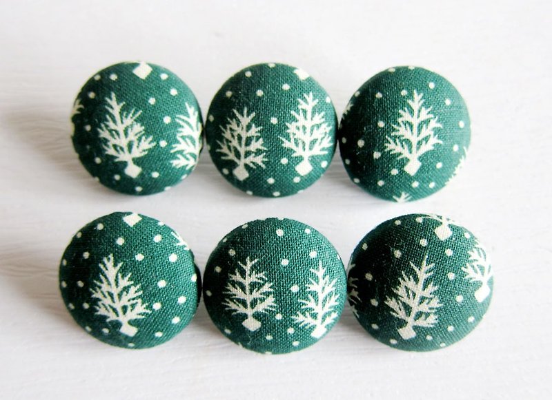 Cloth buttons Knitting and sewing handmade materials Christmas forest DIY materials - Knitting, Embroidery, Felted Wool & Sewing - Cotton & Hemp Green