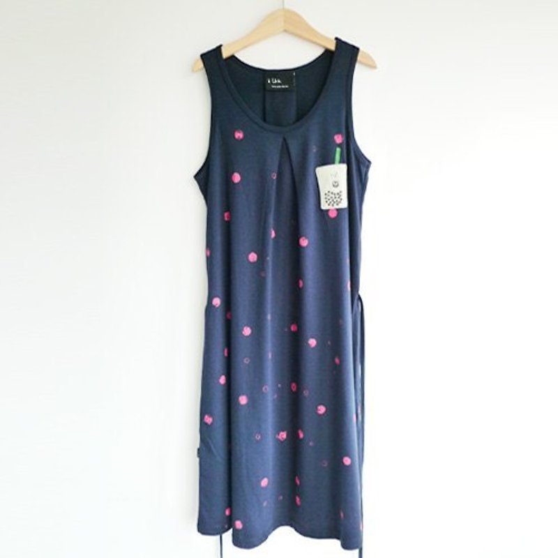 :. Urb [female] pearl milk tea / multi-worn x Long tying vest dress blue - One Piece Dresses - Cotton & Hemp Blue