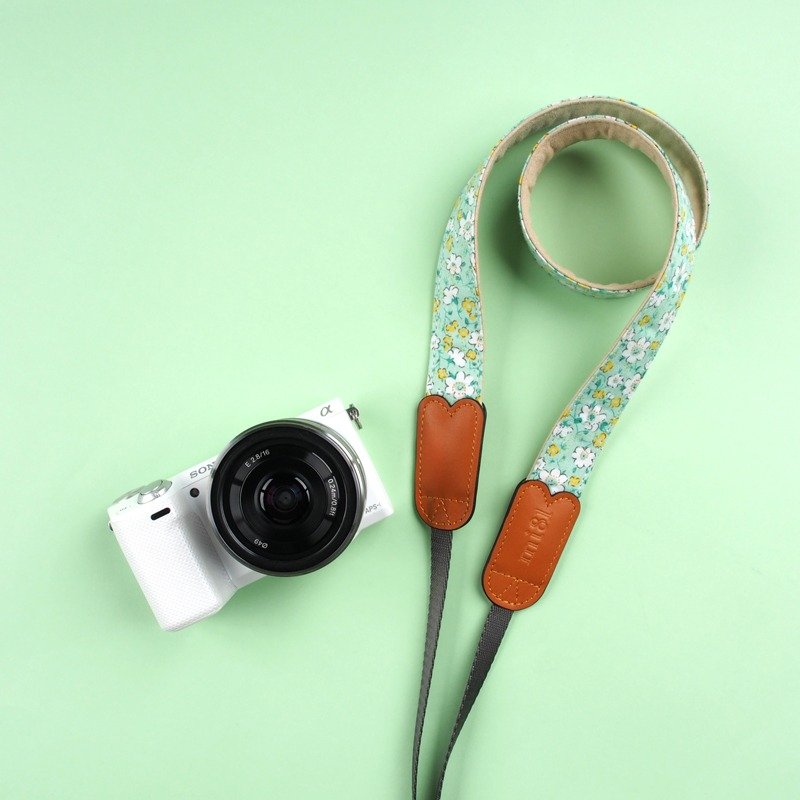 棉花相機背帶 粉綠棉花 - 相機/拍立得/底片相機 - 棉．麻 多色