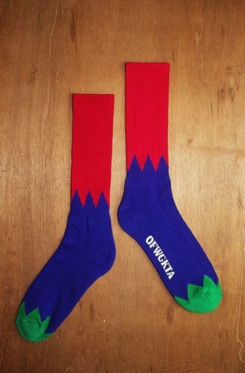 夕陽小山幾何襪!!夏漪眺=knock your socks off !! - 襪子 - 其他材質 紅色