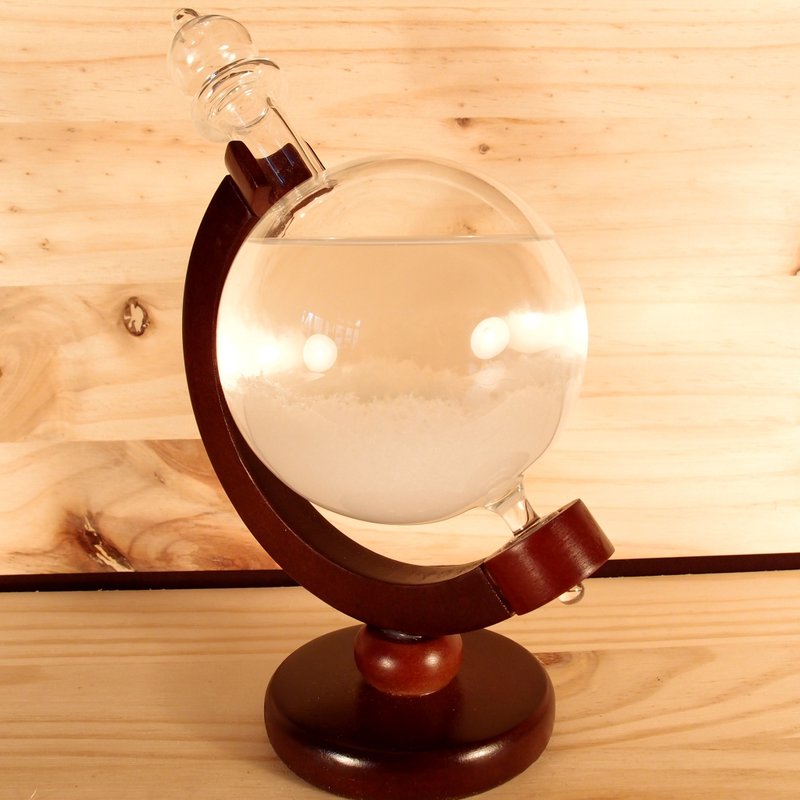 Lettering custom made. ❅ storm glass "globes." Exclusive wooden seat - ของวางตกแต่ง - แก้ว ขาว