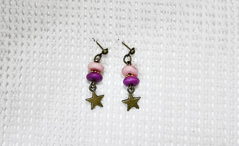 Alloy * STAR * _ pin earrings - cute style - - Earrings & Clip-ons - Other Metals Purple
